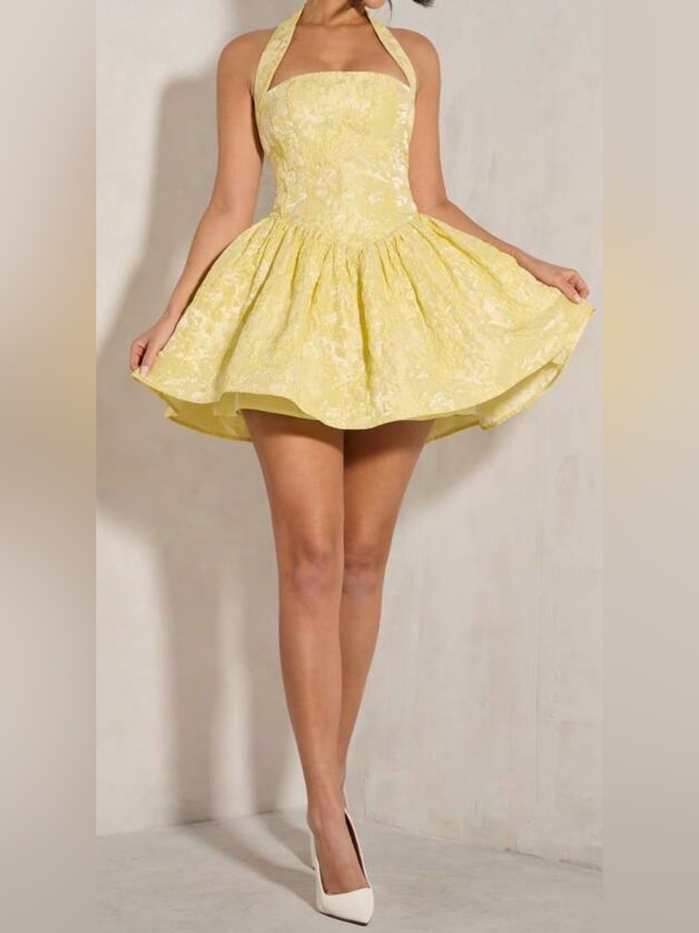 Yellow Halter Mini Dress
